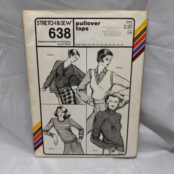 1980 Stretch and Sew Pullover Tops Design Patterns By Ann Person Vintage - Picture 2 of 9